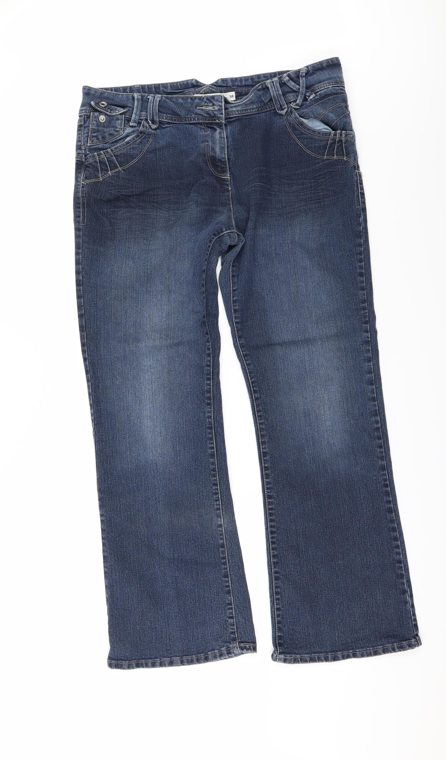 Preworn Womens Blue  Denim Bootcut Jeans Size 16 L30 in