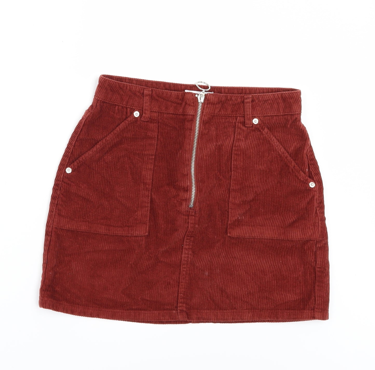 Topshop Womens Orange  Corduroy Mini Skirt Size 8