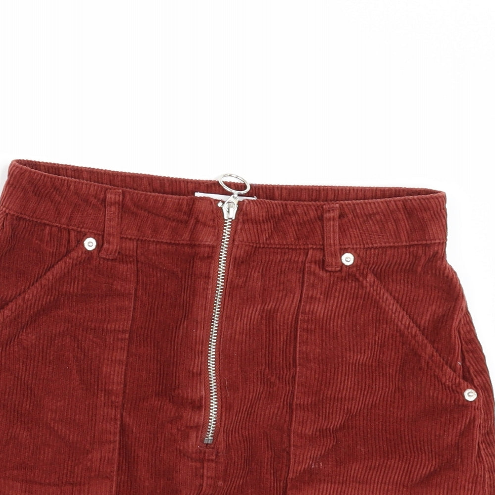 Topshop Womens Orange  Corduroy Mini Skirt Size 8