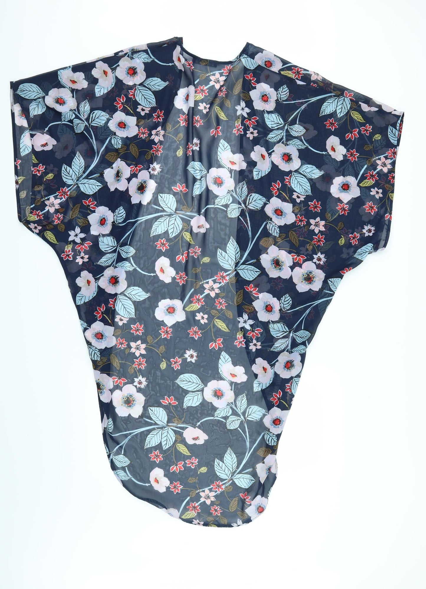 Primark Womens Blue Floral  Kimono Blouse Size M