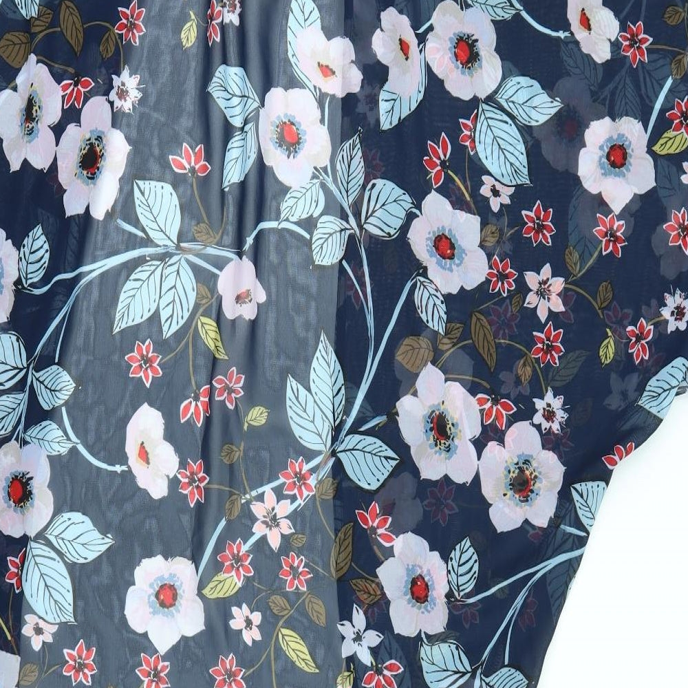 Primark Womens Blue Floral  Kimono Blouse Size M