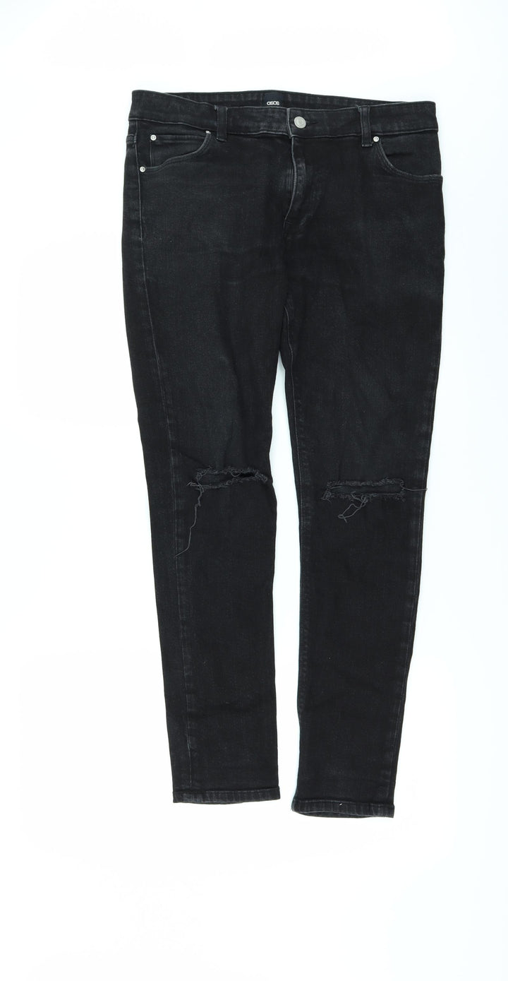 ASOS Womens Black Denim Skinny Jeans Size 32 L32 in
