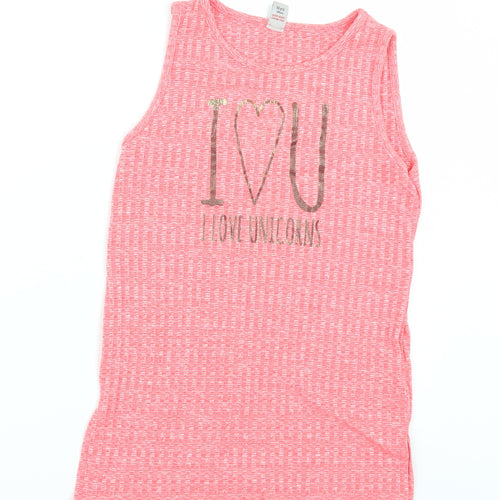 TU  Girls Pink   Basic T-Shirt Size 10 Years  - I LOVE UNICORNS