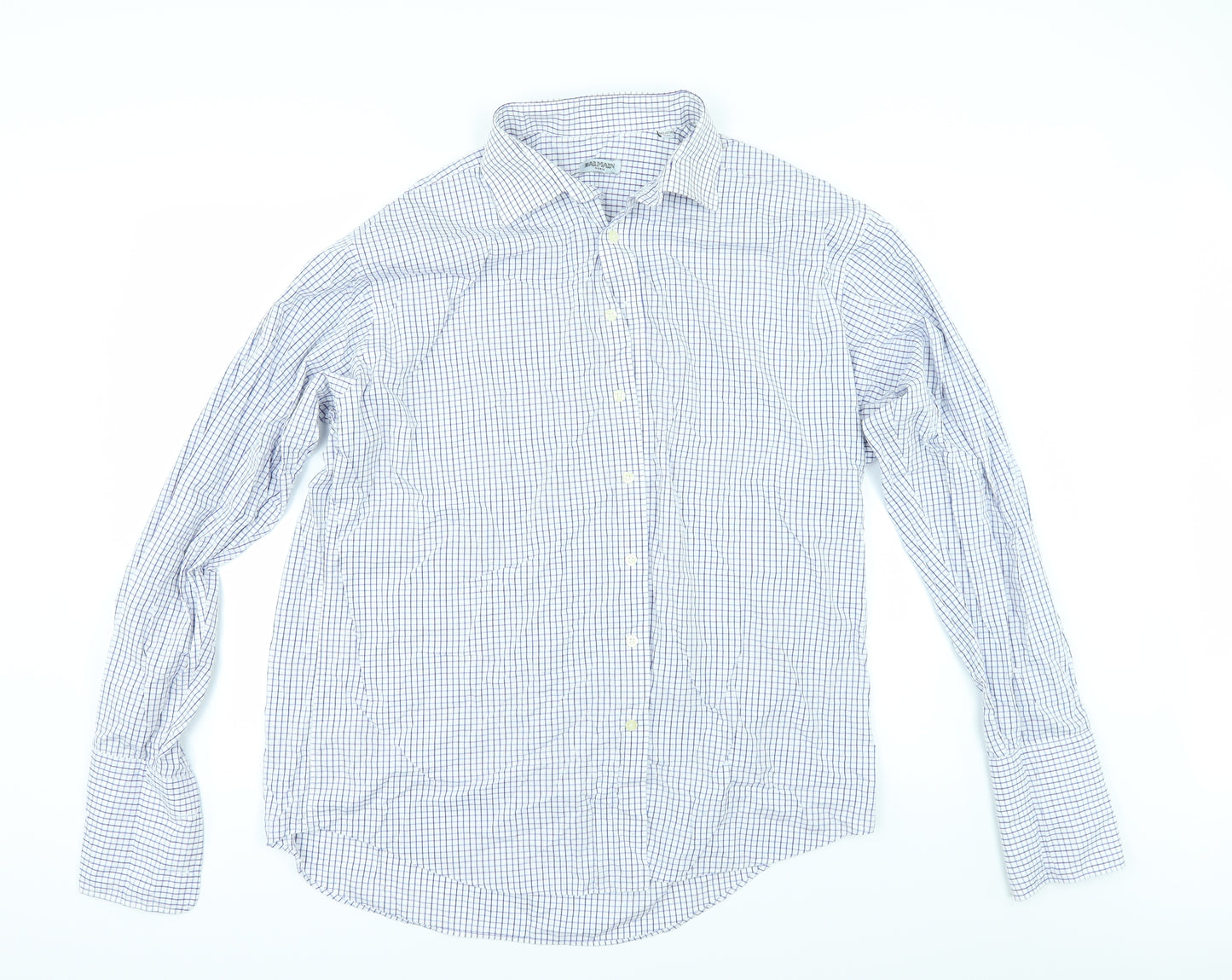 Balmain Mens Blue Check   Dress Shirt Size 17