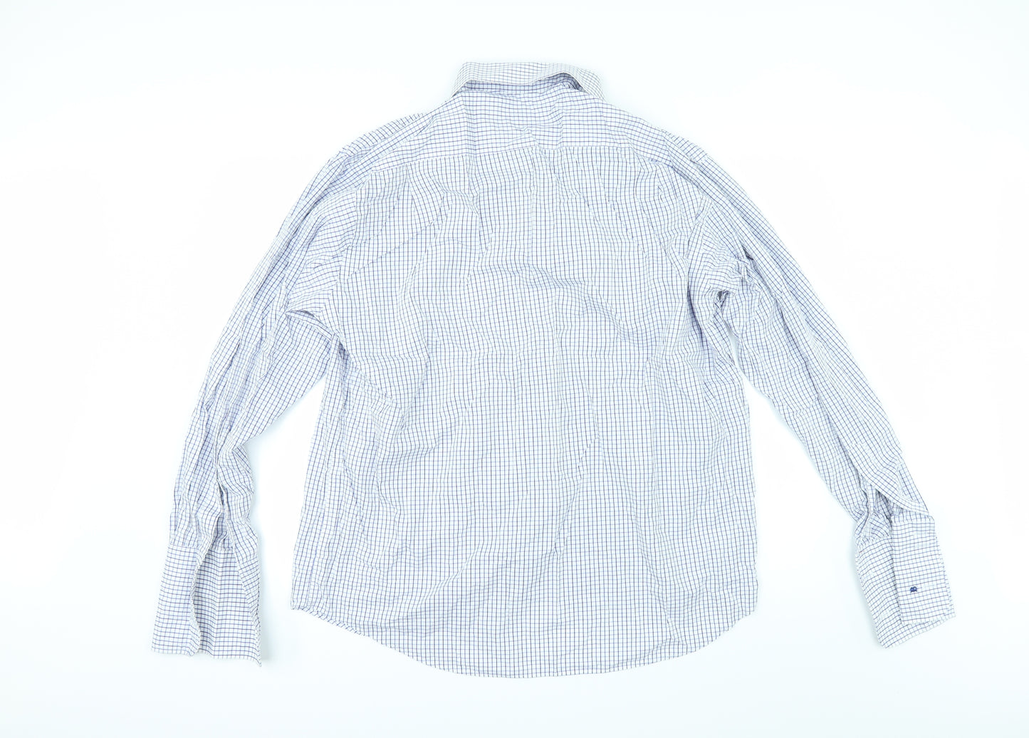 Balmain Mens Blue Check   Dress Shirt Size 17