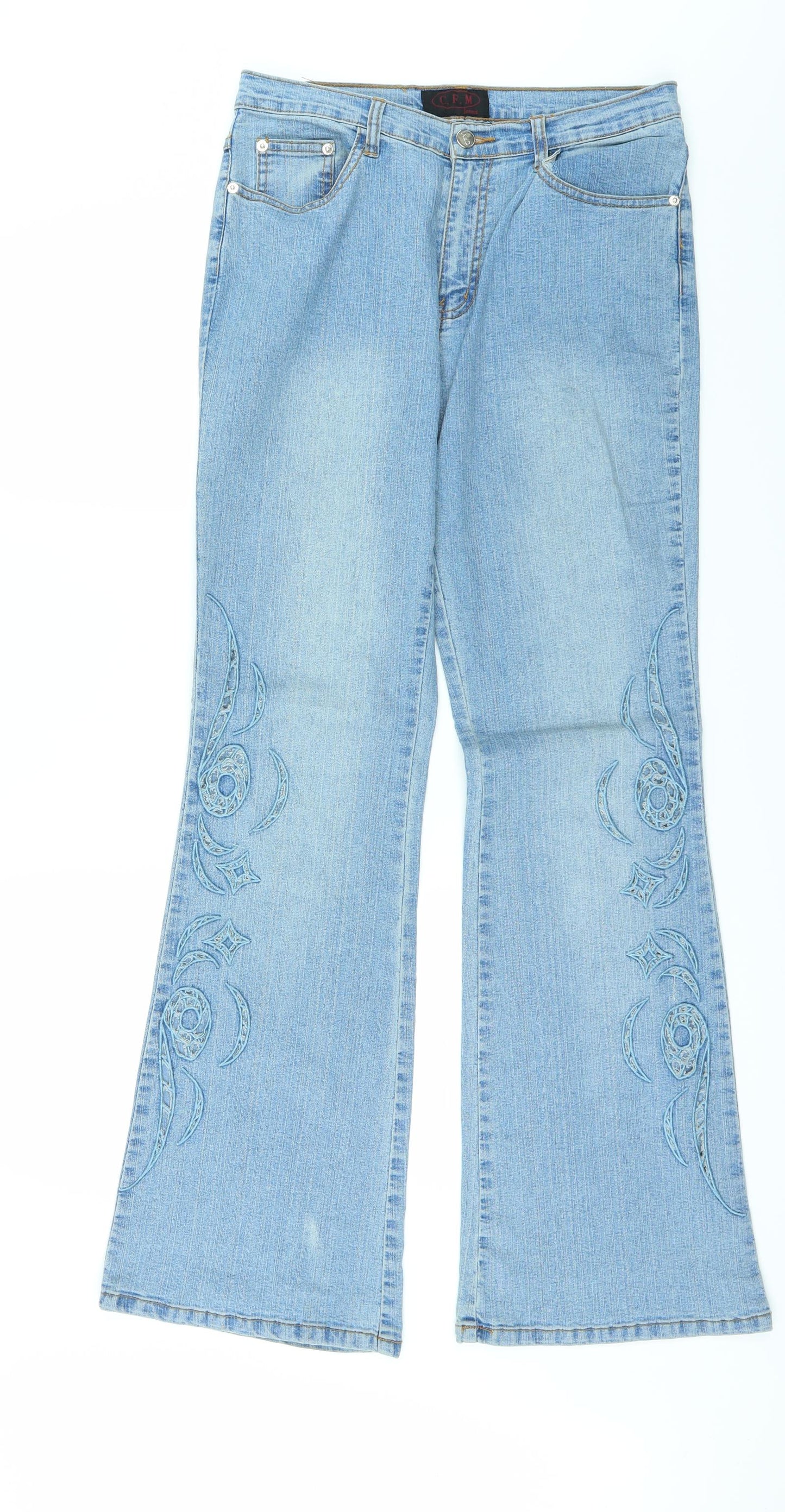 C.F.M Womens Blue  Denim Flared Jeans Size 30 in L32 in