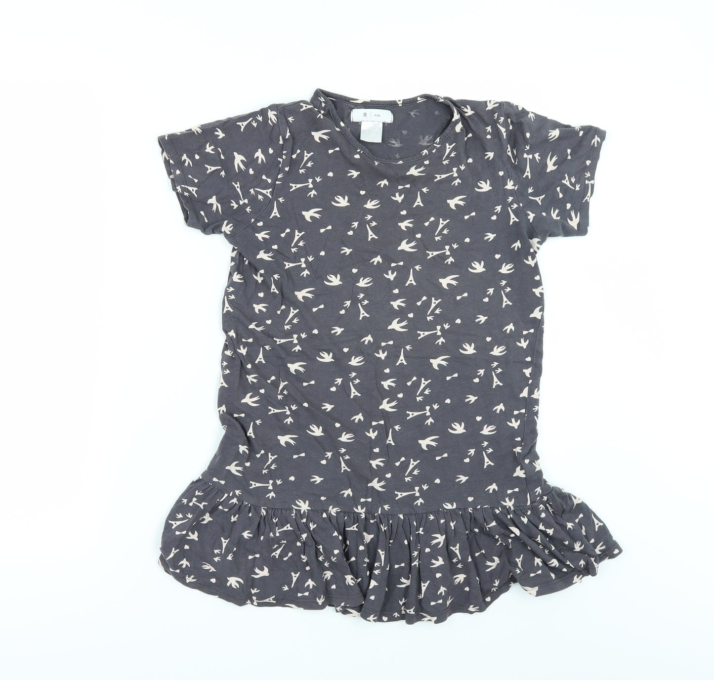 La Redoute Girls Grey Geometric  T-Shirt Dress  Size 10 Years
