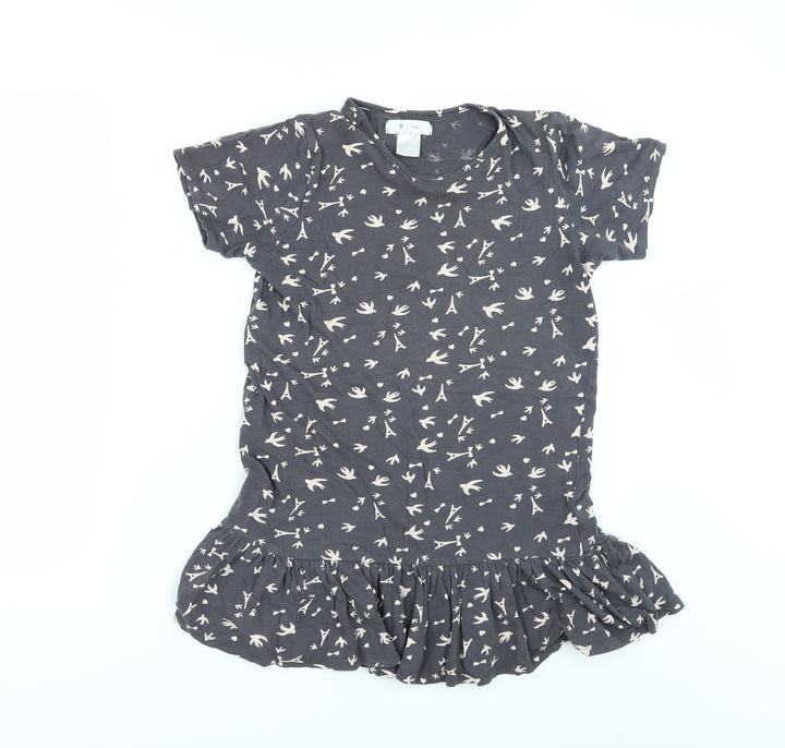 La Redoute Girls Grey Geometric  T-Shirt Dress  Size 10 Years