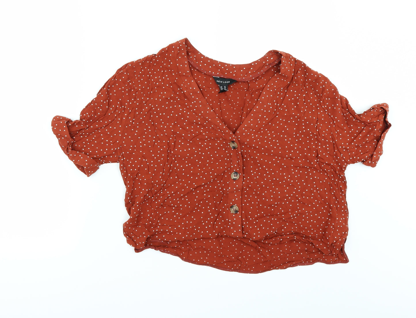 New Look Womens Orange Polka Dot  Tunic Button-Up Size 14