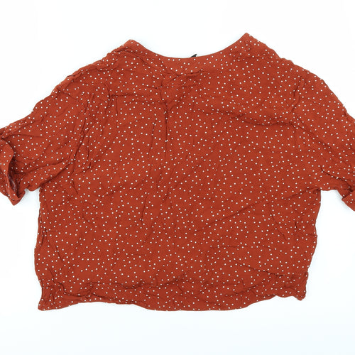 New Look Womens Orange Polka Dot  Tunic Button-Up Size 14