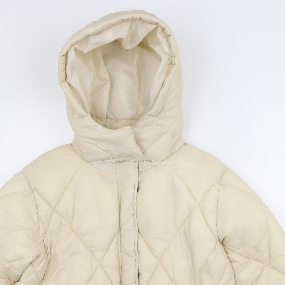PRETTYLITTLETHING Womens Beige   Puffer Jacket Coat Size 8