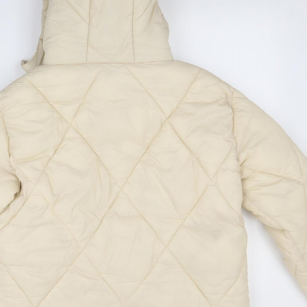 PRETTYLITTLETHING Womens Beige   Puffer Jacket Coat Size 8