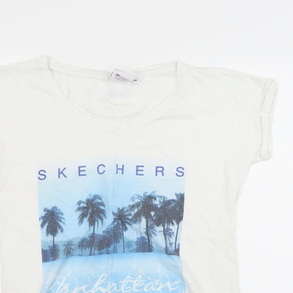 Skechers Womens White   Basic T-Shirt Size 10  - California