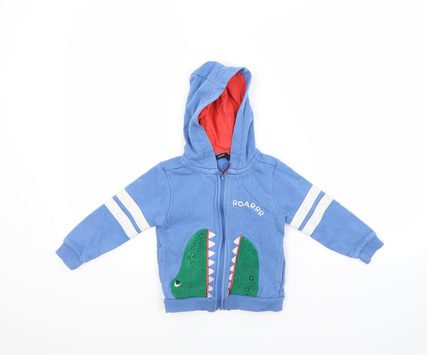 George Boys Blue   Full Zip Hoodie Size 2-3 Years