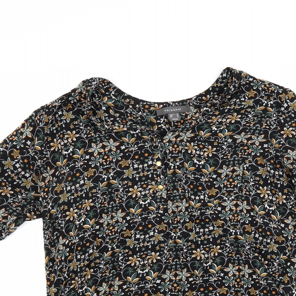 Primark Womens Black Floral  Basic Blouse Size 18