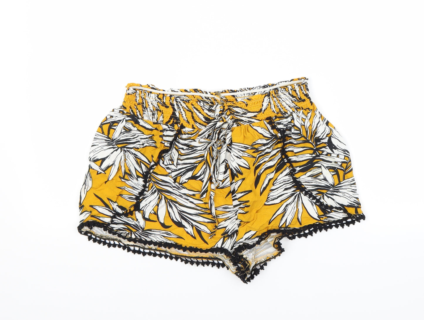 Primark Womens Yellow Floral  Hot Pants Shorts Size 12
