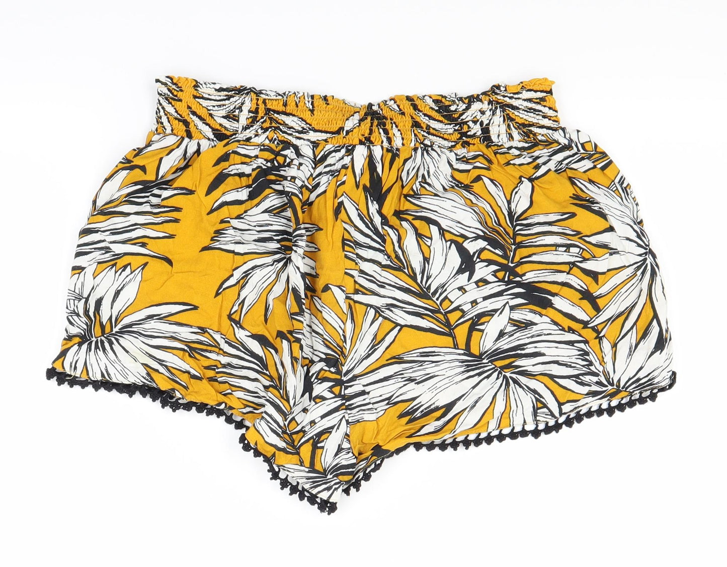Primark Womens Yellow Floral  Hot Pants Shorts Size 12