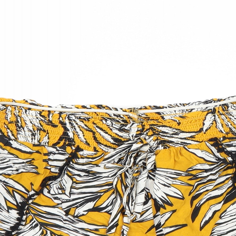 Primark Womens Yellow Floral  Hot Pants Shorts Size 12