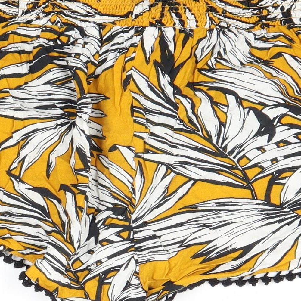 Primark Womens Yellow Floral  Hot Pants Shorts Size 12