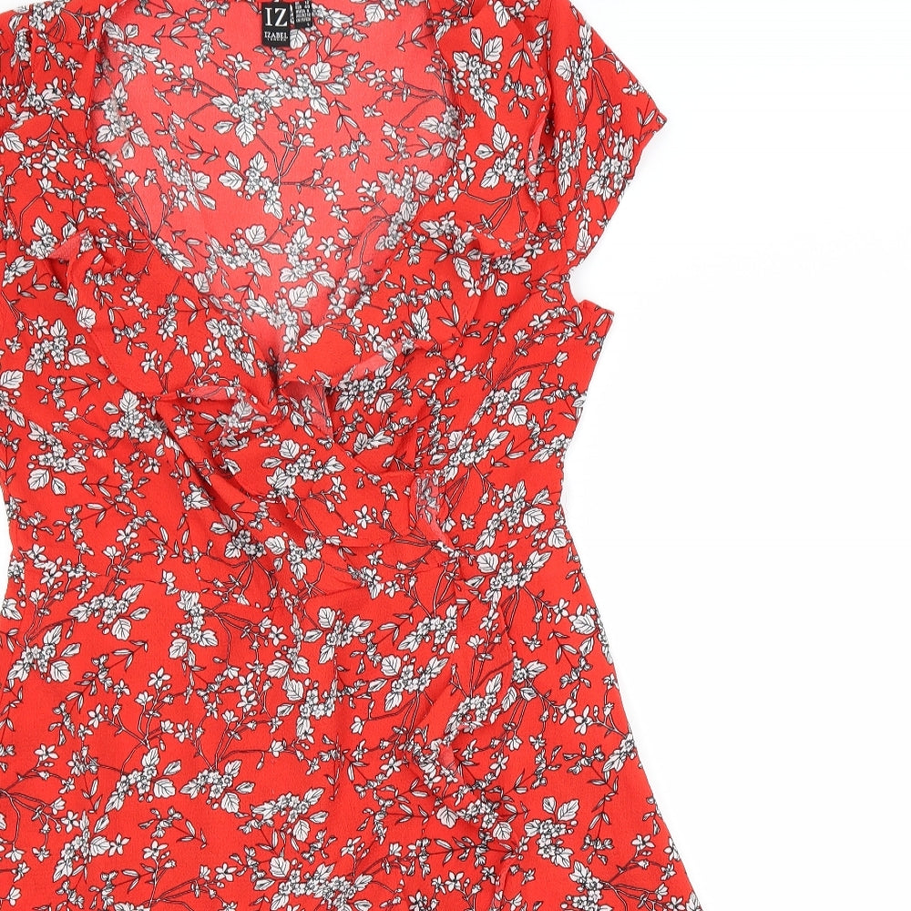 izabel Womens Red Floral  Ball Gown  Size 12