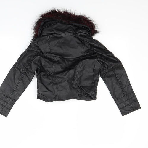 Very Girls Black   Biker Coat Size 7-8 Years