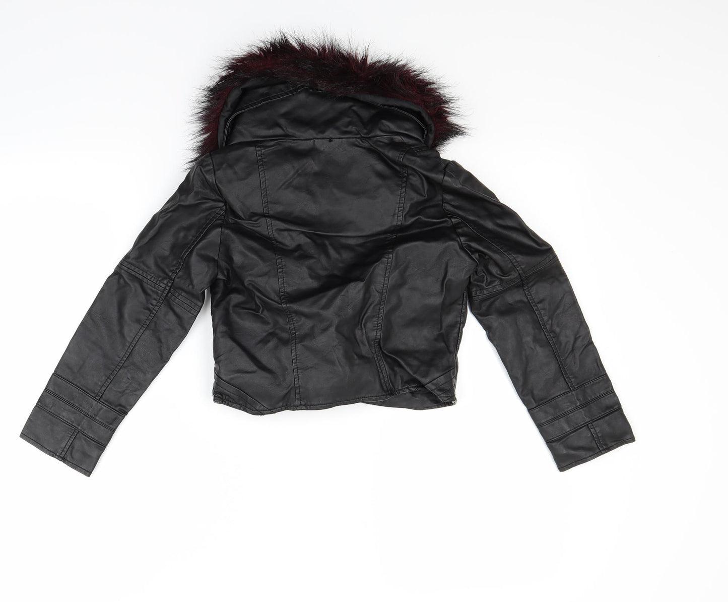 Very Girls Black   Biker Coat Size 7-8 Years