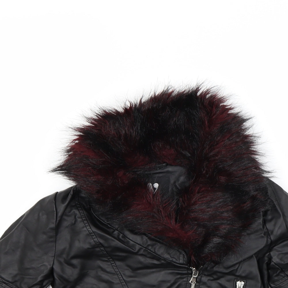 Very Girls Black   Biker Coat Size 7-8 Years