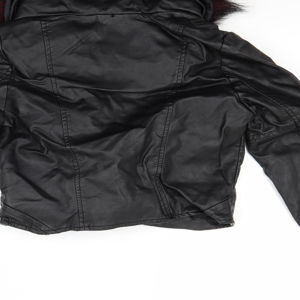 Very Girls Black   Biker Coat Size 7-8 Years