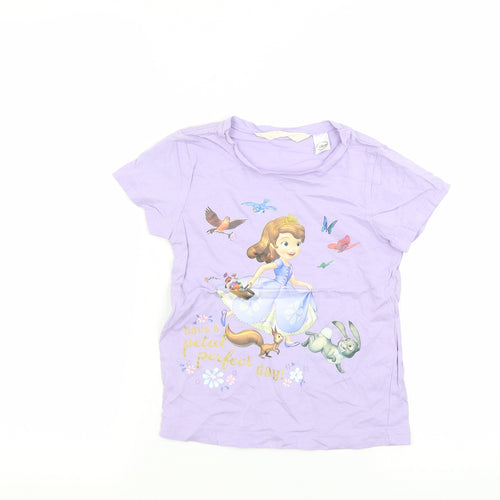 H&M Girls Purple   Basic T-Shirt Size 5 Years  - Frozen