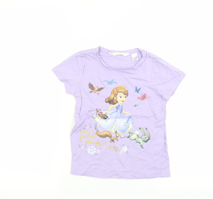 H&M Girls Purple   Basic T-Shirt Size 5 Years  - Frozen