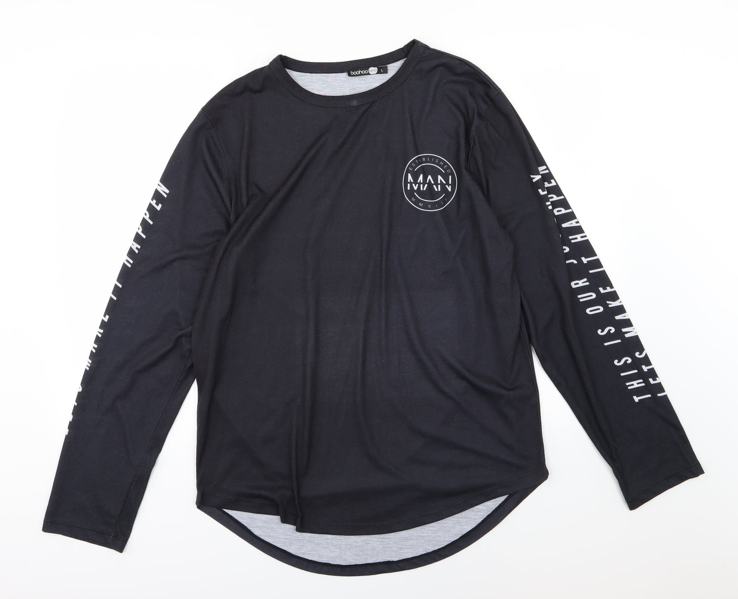 Boohoo Mens Black  Jersey  T-Shirt Size L