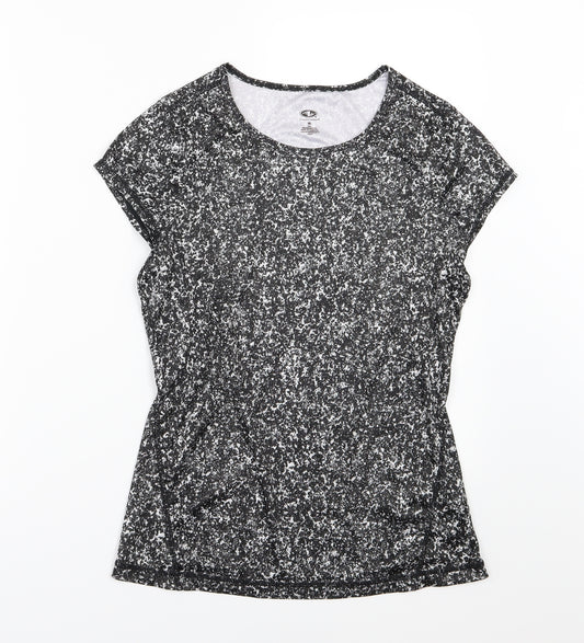 Front view of Athletic Works women’s grey basic t-shirt, size S, - speckled