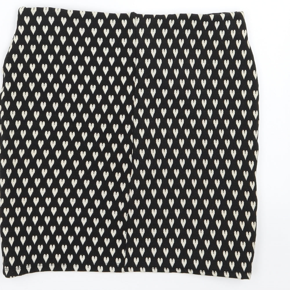 Atmosphere Womens Black   A-Line Skirt Size 8  - Heart print