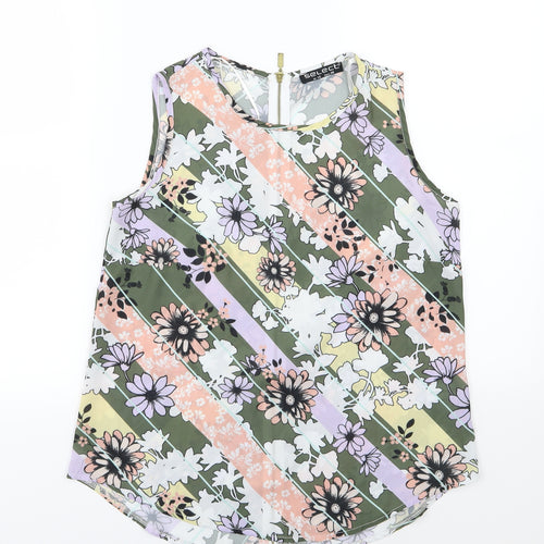 Select Womens Multicoloured Striped Chiffon Basic Blouse Size 10  - Floral