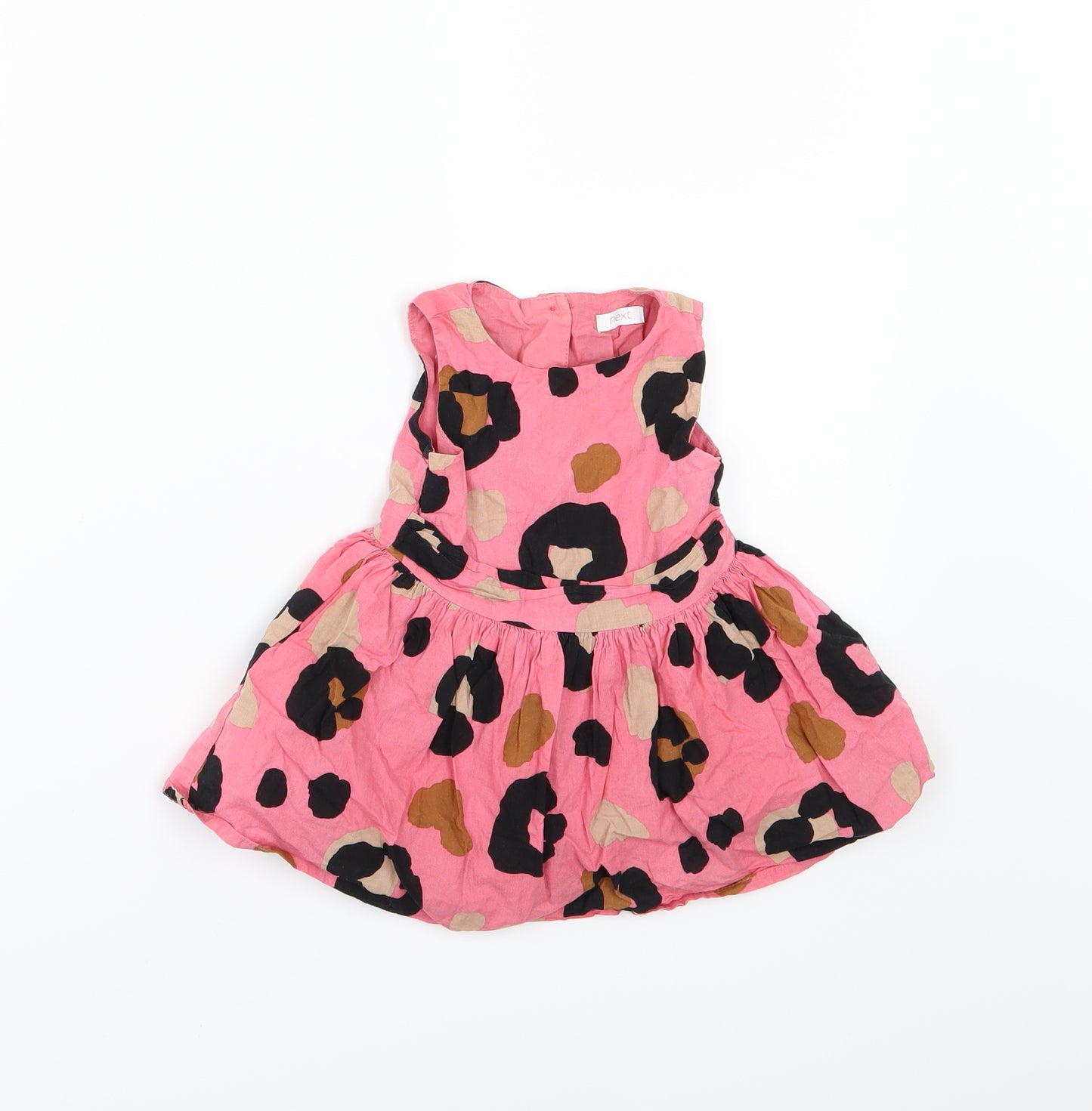 NEXT Girls Pink Animal Print Woven Skater Dress  Size 9-12 Months
