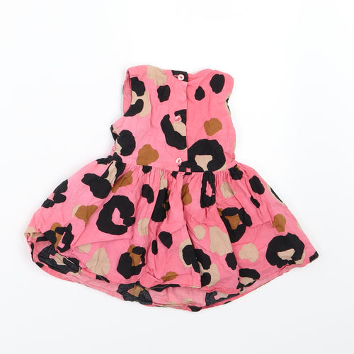 NEXT Girls Pink Animal Print Woven Skater Dress  Size 9-12 Months