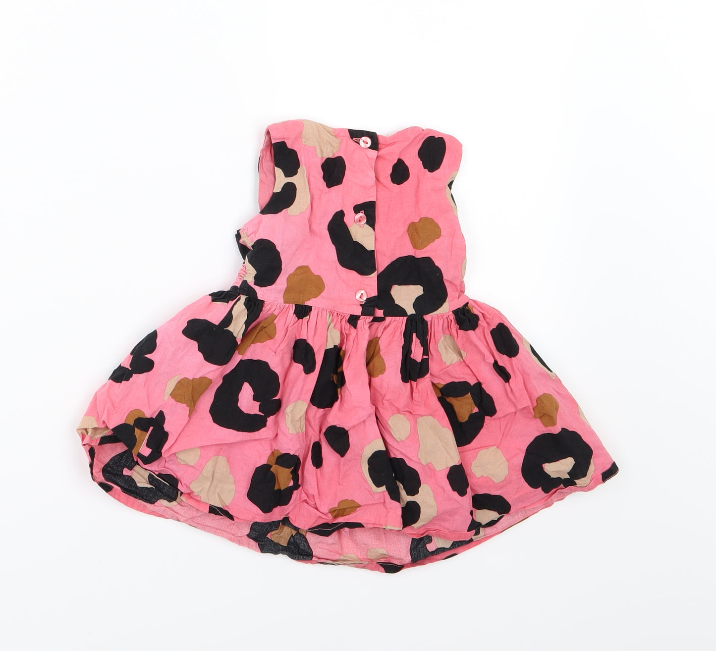 NEXT Girls Pink Animal Print Woven Skater Dress  Size 9-12 Months