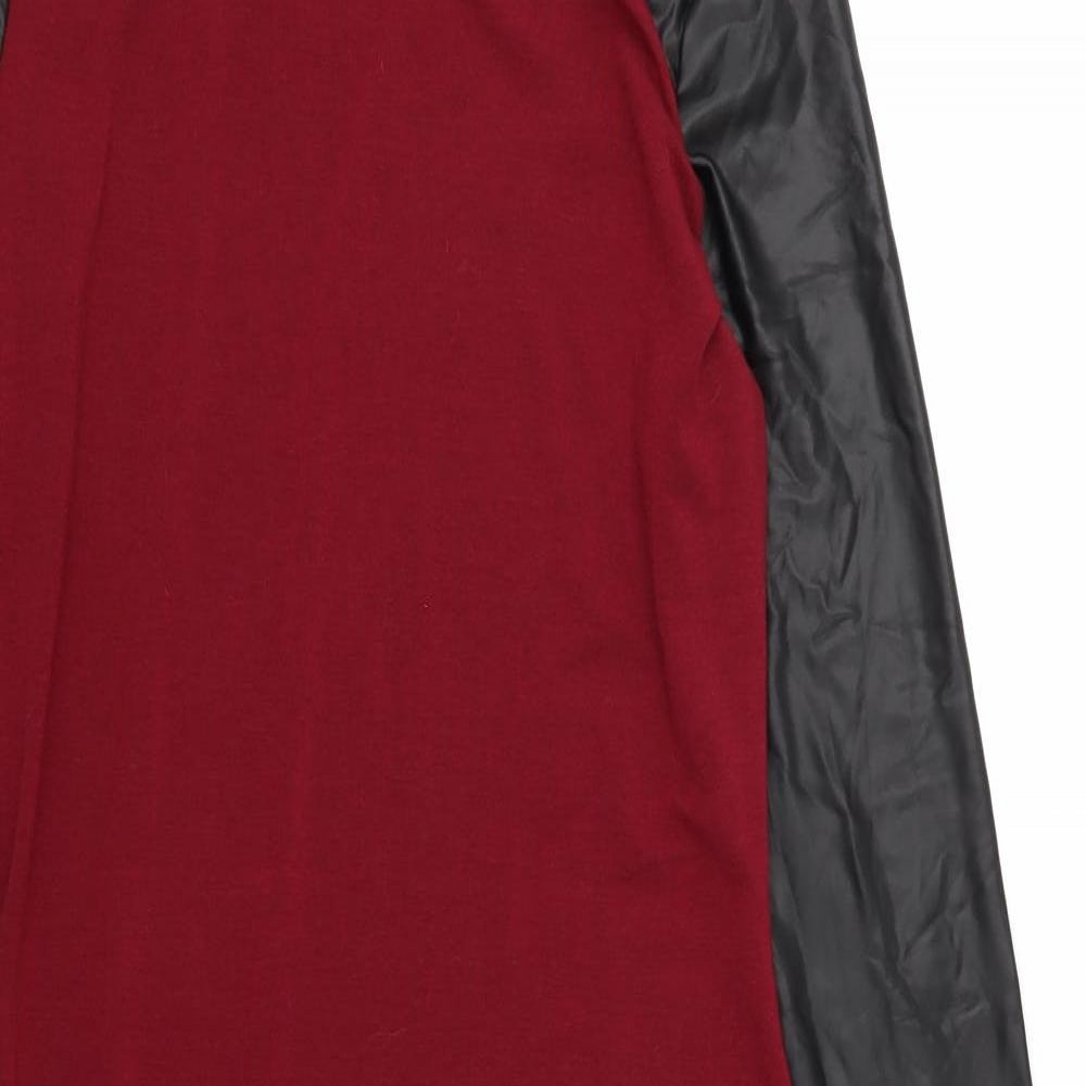 AX Paris Womens Red  Jersey Bodycon  Size 14  - Leather Effect Burgundy