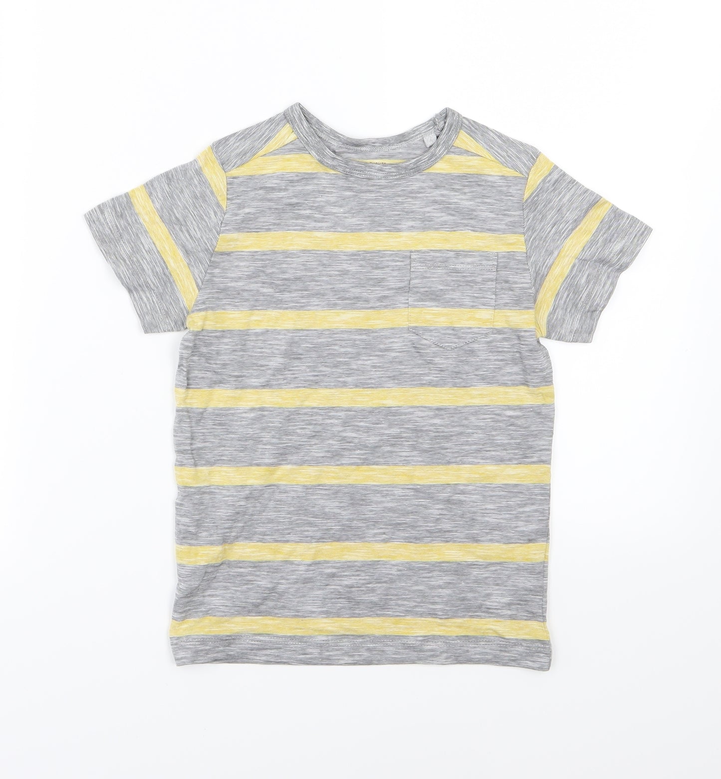 NEXT Boys Grey Striped Jersey Basic T-Shirt Size 6 Years