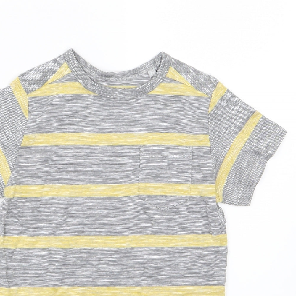 NEXT Boys Grey Striped Jersey Basic T-Shirt Size 6 Years