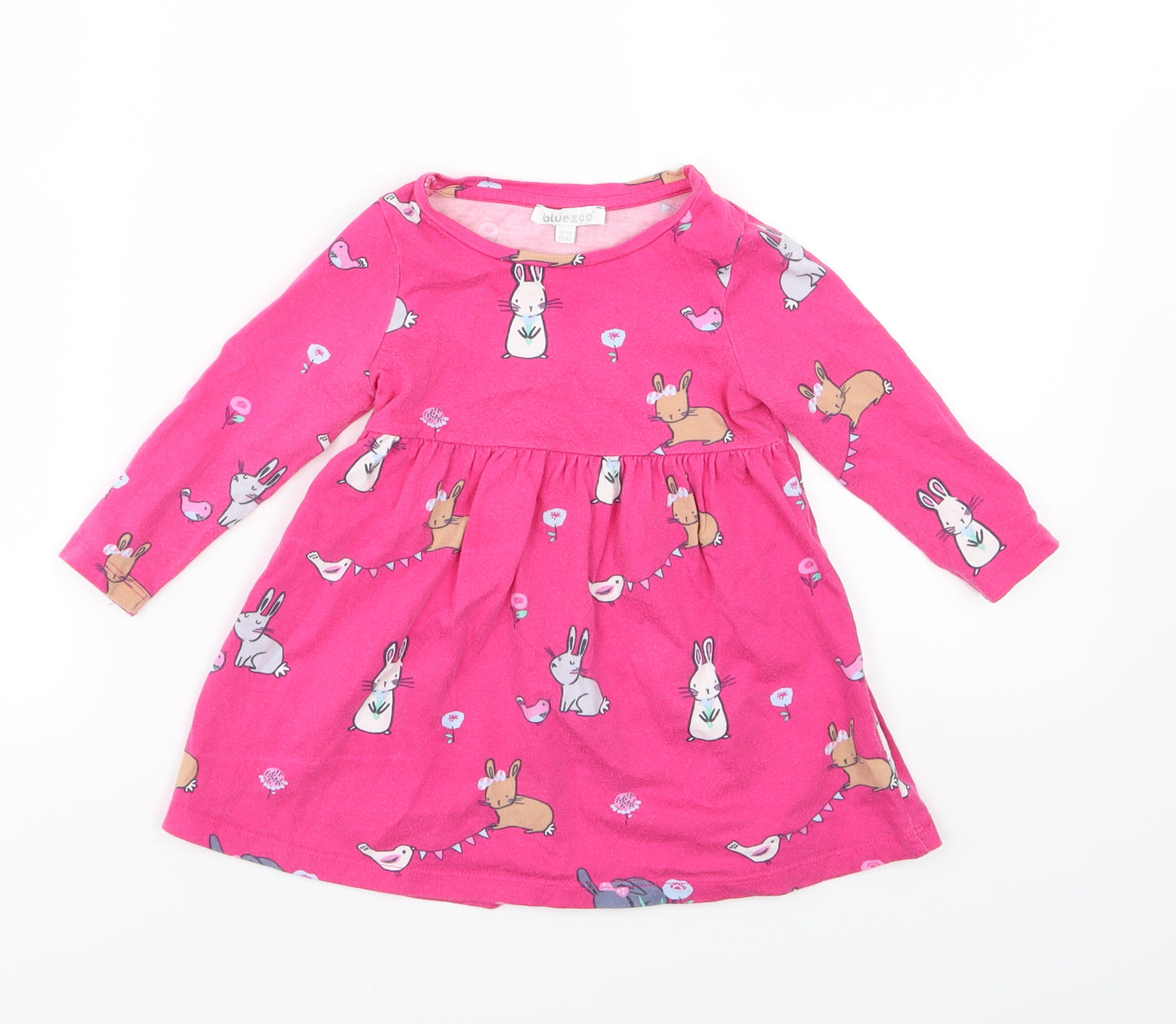 Blue Zoo Girls Pink  Jersey T-Shirt Dress  Size 12-18 Months  - Rabbit