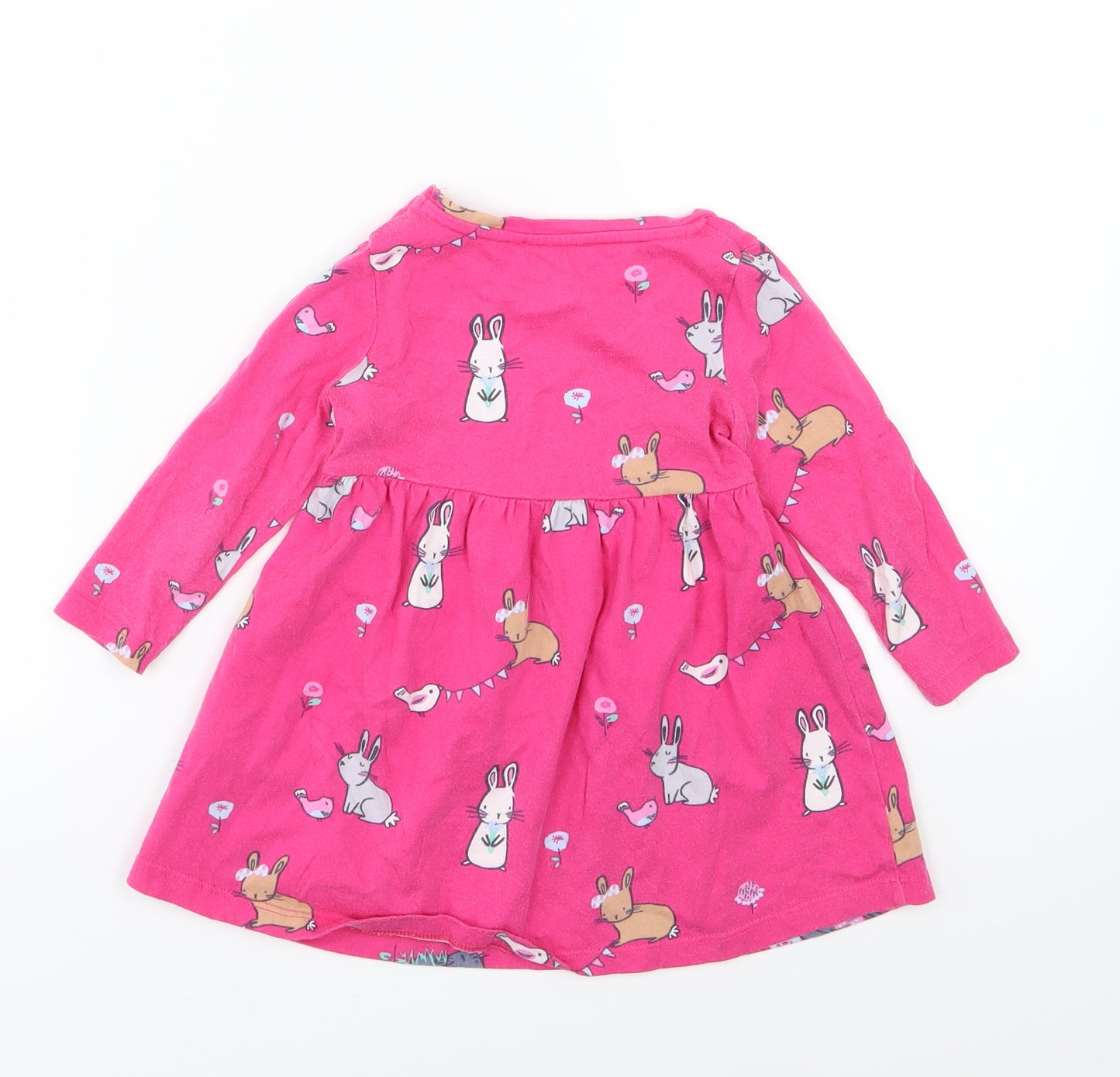 Blue Zoo Girls Pink  Jersey T-Shirt Dress  Size 12-18 Months  - Rabbit