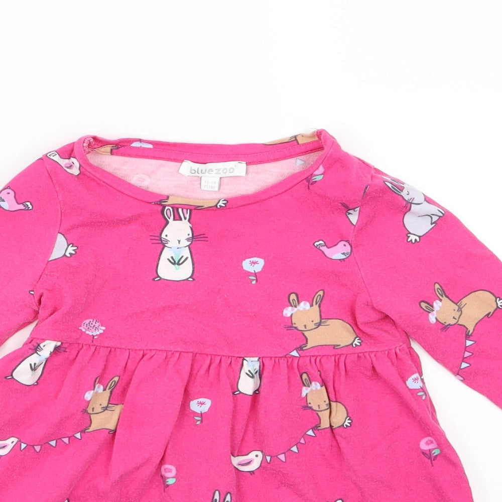Blue Zoo Girls Pink  Jersey T-Shirt Dress  Size 12-18 Months  - Rabbit