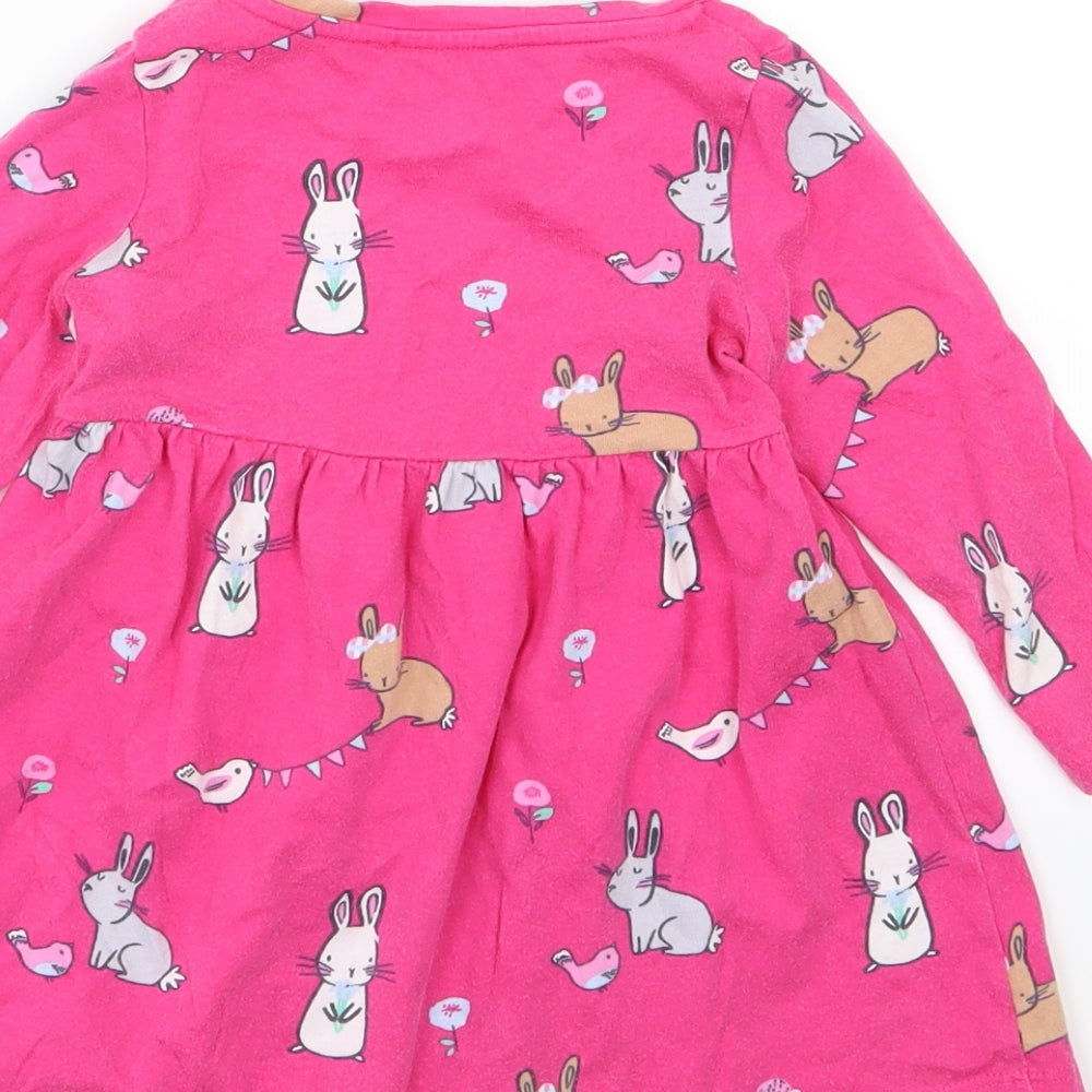 Blue Zoo Girls Pink  Jersey T-Shirt Dress  Size 12-18 Months  - Rabbit