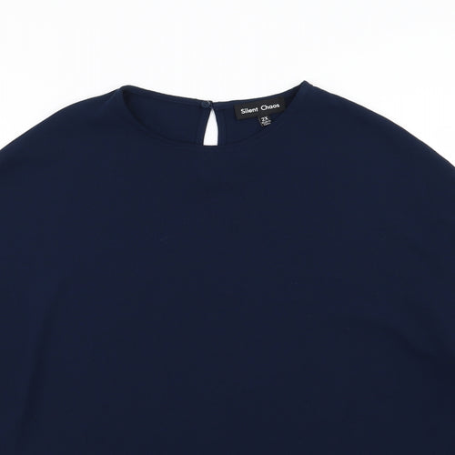 Silent Chaos Womens Blue  Chiffon Basic Blouse Size 2XL