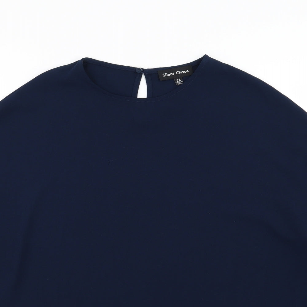 Silent Chaos Womens Blue  Chiffon Basic Blouse Size 2XL