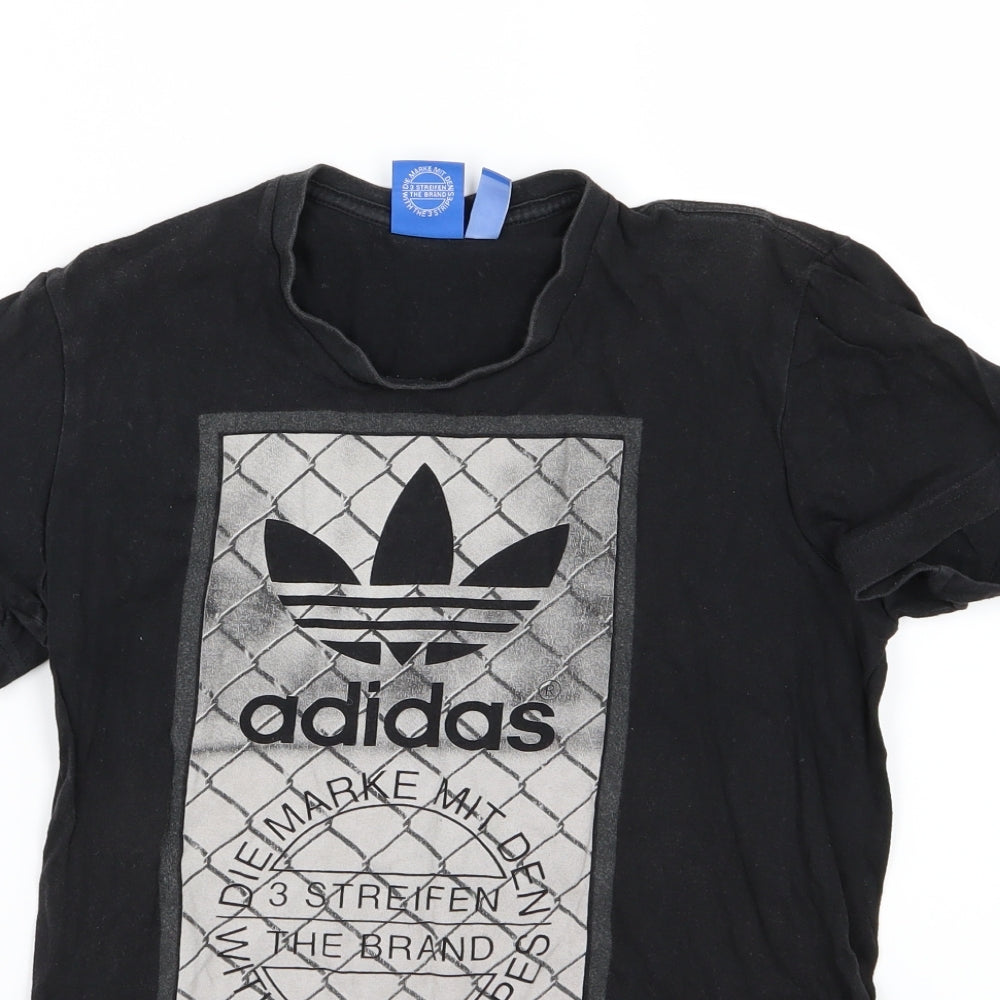adidas Womens Black  Jersey Basic T-Shirt Size XS