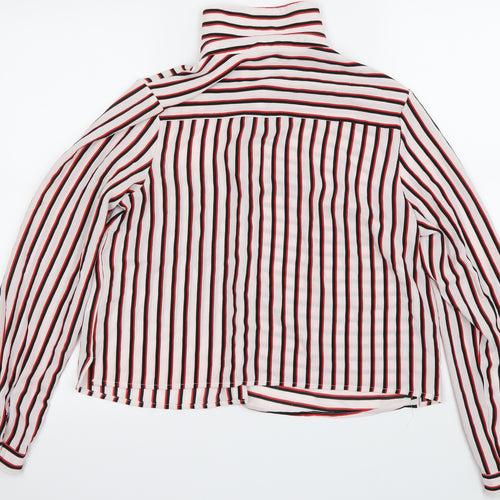 New Look Womens Red Striped  Basic Button-Up Size 12