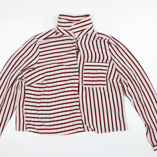 New Look Womens Red Striped  Basic Button-Up Size 12