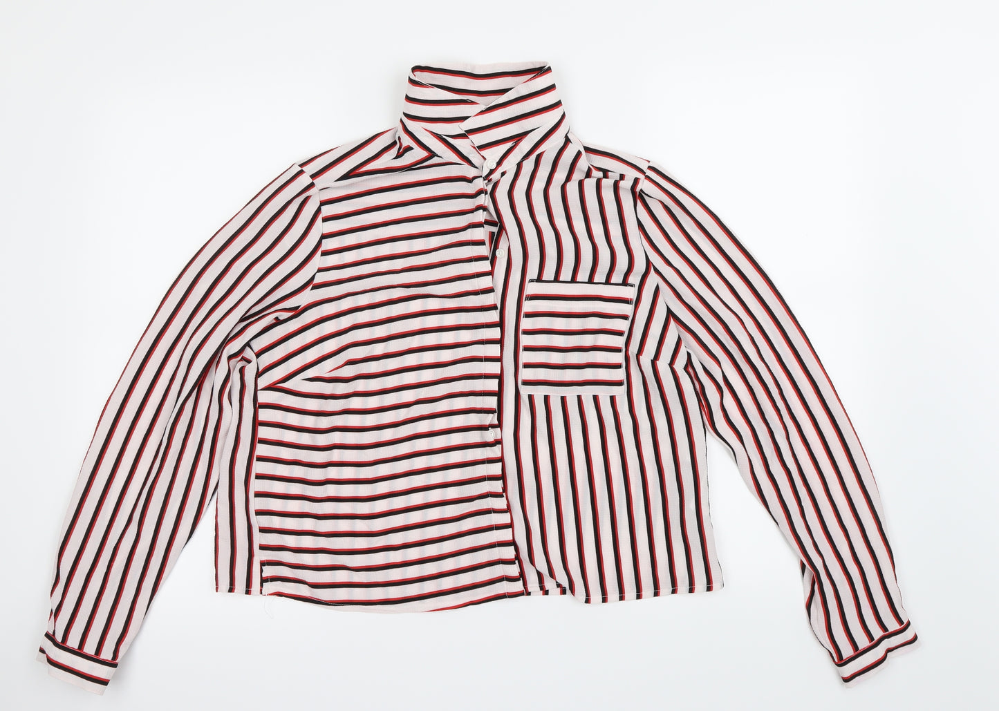 New Look Womens Red Striped  Basic Button-Up Size 12